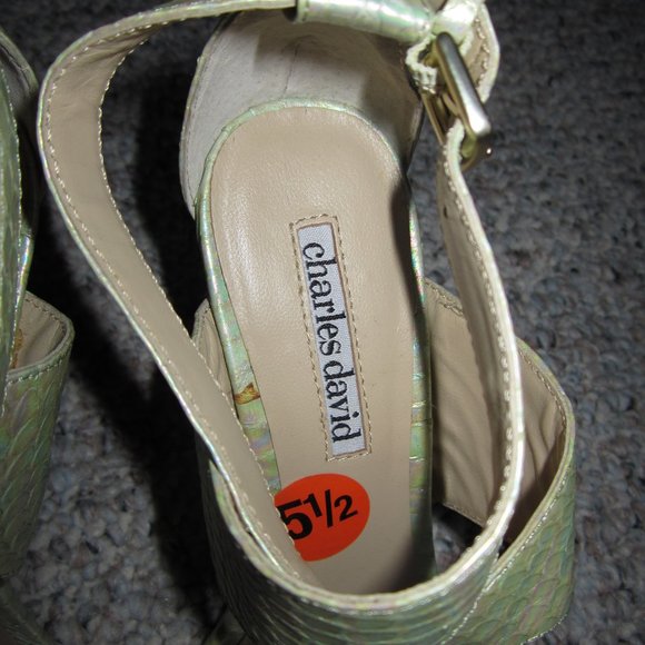 Charles David Iridescent Snakeskin Heels - Picture 4 of 12